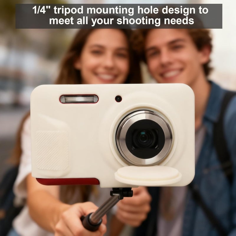 Frevyve Case for Kodak PIXPRO FZ55 Digital Camera Accessories, Soft Silicone Protective Case, Slim Fit Sleeve with Removable Lens Cover and Screen Protector, Lightweight, Anti-Scratch (Beige) - Image 3